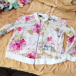 Torrid Floral Lace Bomber Jacket